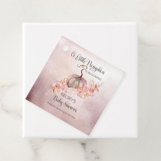 Étiquettes Cadeau Un Petit Citrouille Fleurit Baby shower Rose (En situation)