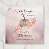 Étiquettes Cadeau Un Petit Citrouille Fleurit Baby shower Rose (Devant)