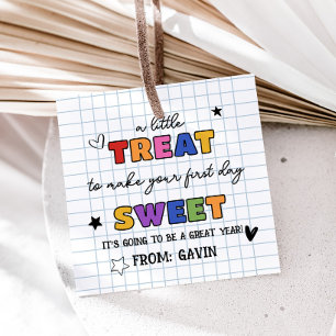 Étiquettes Cadeau Un petit gâteau pour faire le premier jour Carré s