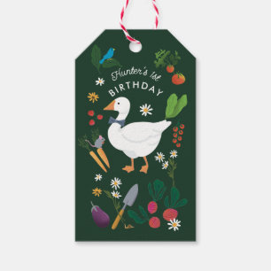 Étiquettes-cadeau Un sot oie fermier de jardin thème vert