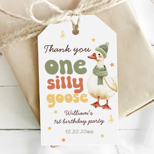 Étiquettes-cadeau Un sot oie Noël Vert 1er anniversaire