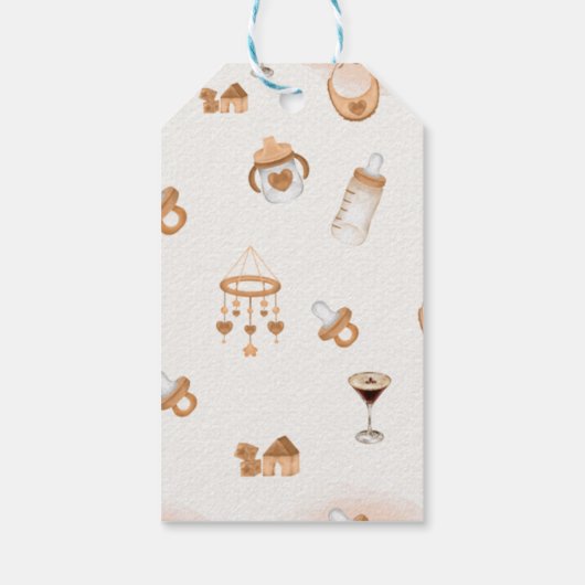 Étiquettes-cadeau Un Tini à venir Fête prénatale Espresso Martini Bé (Dos)