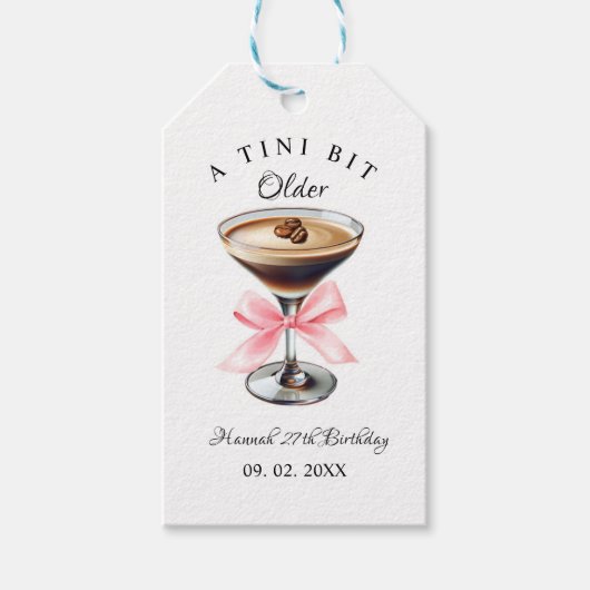 Étiquettes-cadeau Un Tini Bit Ancien Martini fête d'anniversaire (Devant)
