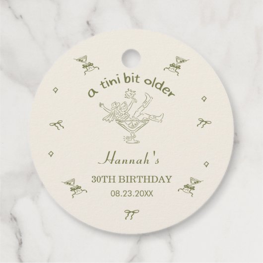 Étiquettes Cadeau Un Tini Un Peu Plus Ancien Espresso Martini Bow An (Dos)