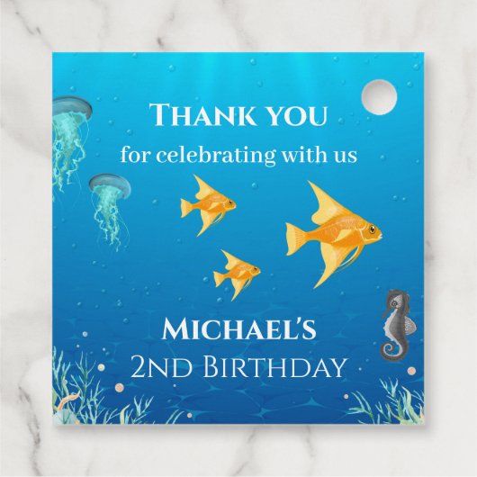 Étiquettes Cadeau Under the Sea Photo Collage Big 2nd Birthday (Dos)