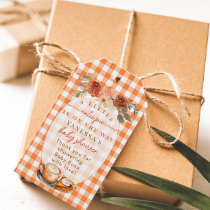 Étiquettes-cadeau Une Baby Shower sur le thème de l'automne avec des