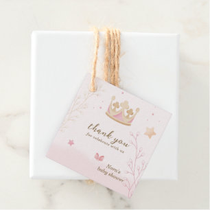 Étiquettes Cadeau "Une couronne pour princesse" Pastel Baby shower o