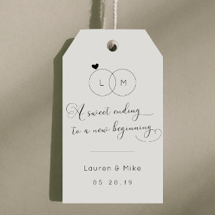 Étiquettes-cadeau Une Douce Fin à un Nouveau Début Mariage