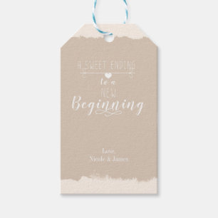 Étiquettes-cadeau Une douce fin Nouveau début Mariage vintage faveur