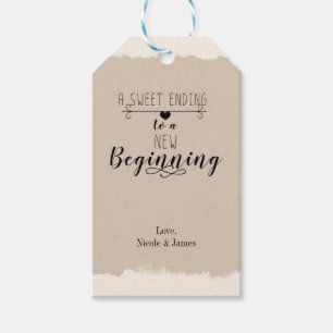 Étiquettes-cadeau Une douce fin, un nouveau début, cadeau de mariage