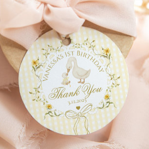 Étiquettes Cadeau Une drôle de oie Gingham neutre Merci