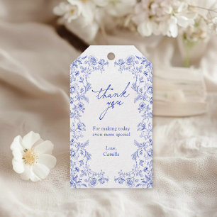 Étiquettes-cadeau Une Fête des mariées Florale Bleue Favorisée