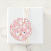Étiquettes Cadeau Une fête d'Halloween rose traite le Motif fantôme (En situation)