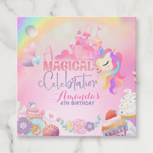 Étiquettes Cadeau Une fête magique Unicorn Candyland (Devant)