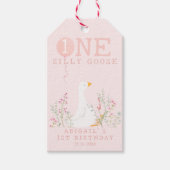 Étiquettes-cadeau Une fille rose d'oie sotte 1er anniversaire (Devant)