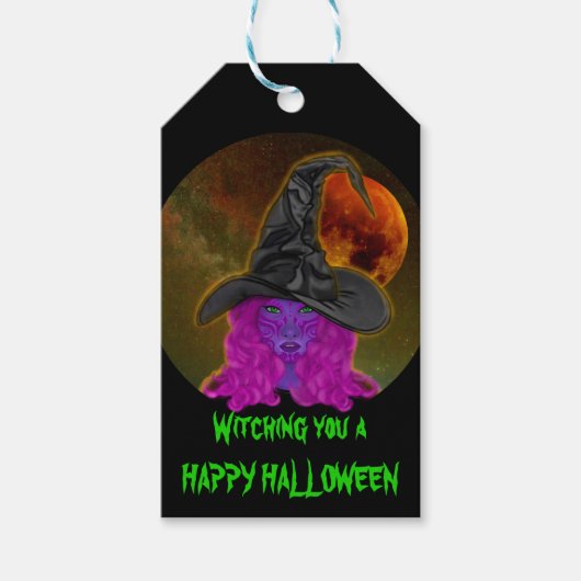 Étiquettes-cadeau Une joyeuse fête de sorcières d'Halloween (Devant)