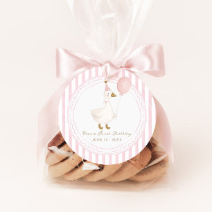 Étiquettes Cadeau Une Oie Idiote Fille Rose 1er Anniversaire