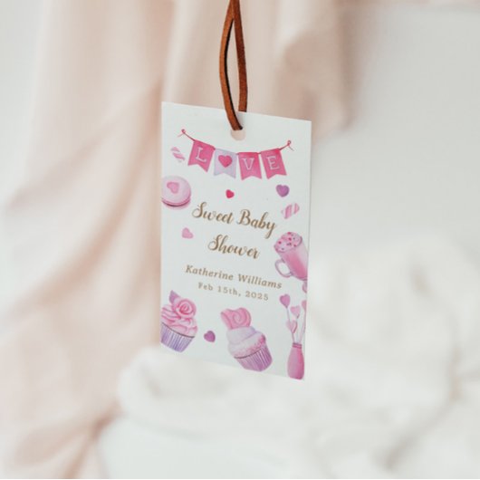 Étiquettes-cadeau Une petite fête de bébé rose