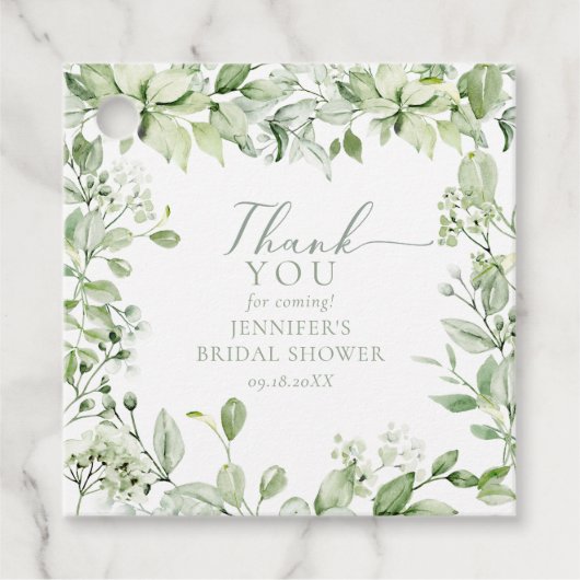 Étiquettes Cadeau Une verdure élégante et moderne Merci plié (Devant)