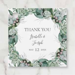 Étiquettes Cadeau Une verdure succulente Balises Merci