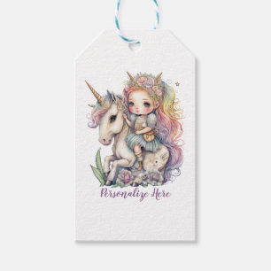 Étiquettes-cadeau Unicorn Fairy Princess Rainbow Coloris Personnalis