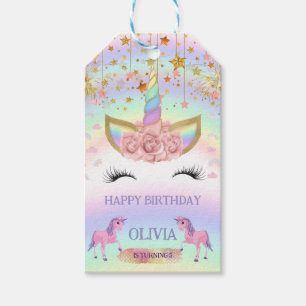 Étiquettes-cadeau Unicorn fête Rainbow 1er Anniversaire whimsday gir