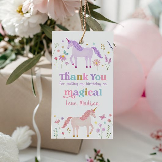 Étiquettes-cadeau Unicorn Meadow Pastel Pink Gold Birthday