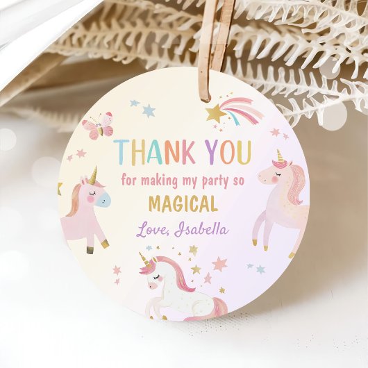 Étiquettes Cadeau Unicorn Pastel Magique Arc-en-ciel Anniversaire
