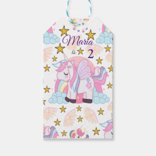 Étiquettes-cadeau Unicorn Rainbow Stars Magique Anniversaire Nom