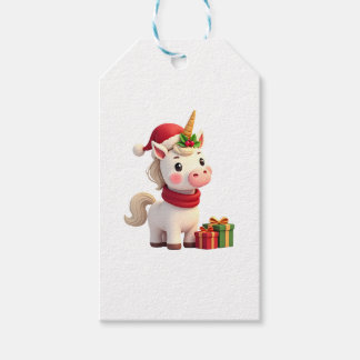 Étiquettes-cadeau Unicorn Xmas Decoration Santa Unicorn Christmas T-