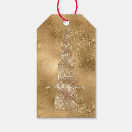 Étiquettes-cadeau Unicorne d'or (Devant)