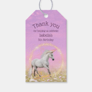 Étiquettes-cadeau Unicorne fête d'anniversaire rose et Merci de la l
