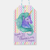 Étiquettes-cadeau Unicorne magique Chevron Cute Pastel Anniversaire (Dos)