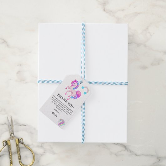 Étiquettes-cadeau Unicorne modifiable fête d'anniversaire (Avec de laficelle)