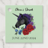 Étiquettes Cadeau Unicorne noire violet Fleurs de Sage Rouge (Devant)