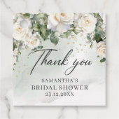 Étiquettes Cadeau Unique Elégant Roses Blanches Floral Jardin vert (Devant)