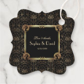 Étiquettes Cadeau Unique Gold Black Great Gatsby Art Déco Mariage (Dos)