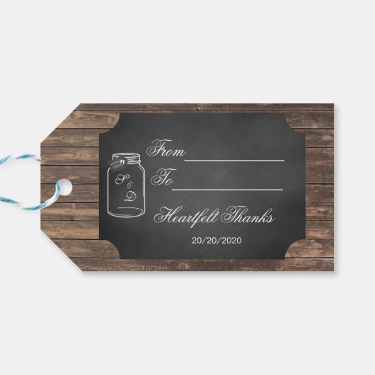 Étiquettes-cadeau Unique Rustique Mason Jar Chalkboard Mariage perso (Dos Horizontal)