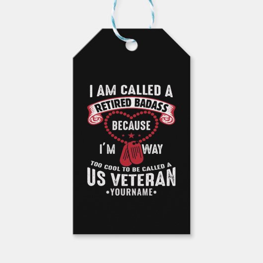 Étiquettes-cadeau US Veteran Humor Retired Soldier (Devant)