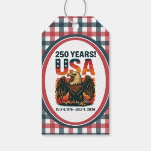 Étiquettes-cadeau USA 250 Years - Patriotic Bald Eagle 4 juillet 202
