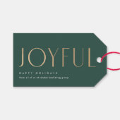 Étiquettes-cadeau Vacances affaires Joyeuse Simplicité Vert et Or (Devant (Horizontal))