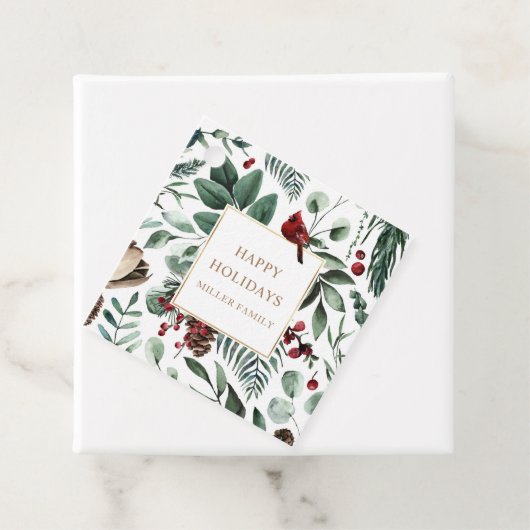 Étiquettes Cadeau Vacances Berries verdure Joyeuses vacances (En situation)