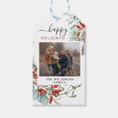 Étiquettes-cadeau Vacances Botanique Verdure Holly Aquarelle (Devant)
