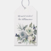 Étiquettes-cadeau Vacances Bouquet bleu hiver (Devant)