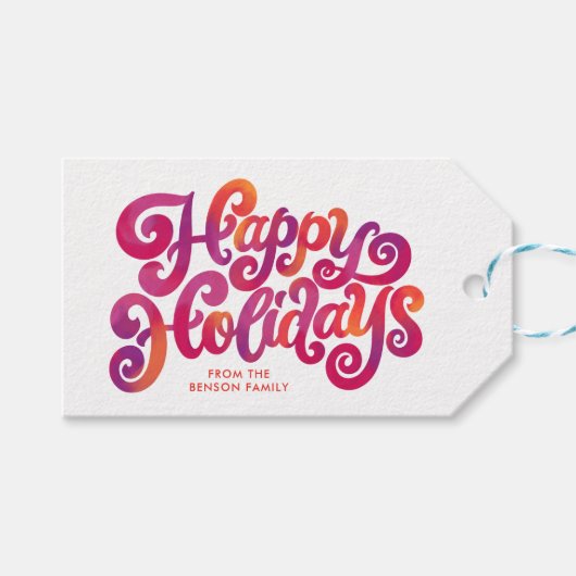 Étiquettes-cadeau Vacances colorées et courbes (Devant (Horizontal))