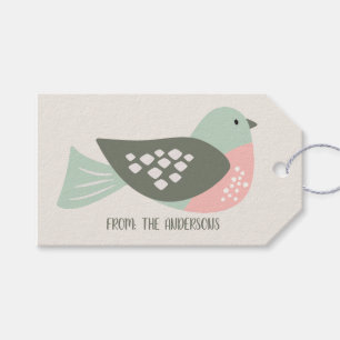 Étiquettes-cadeau Vacances crèmes personnalisées rétro par oiseau de