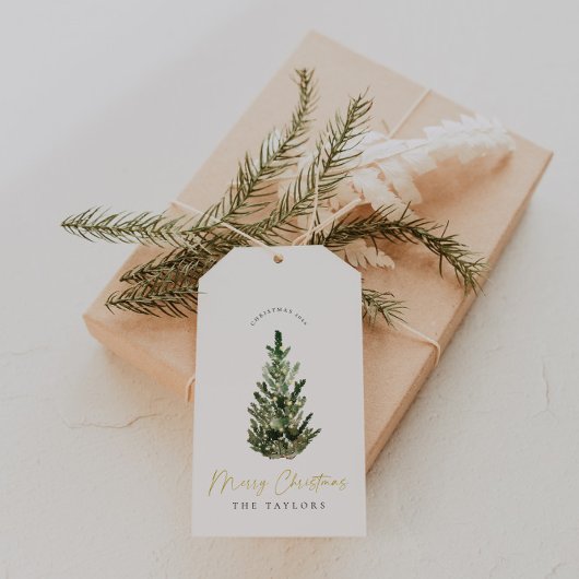 Étiquettes-cadeau Vacances d'arbre de Noël simple et moderne