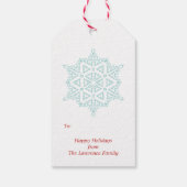 Étiquettes-cadeau Vacances de Noël Aqua White Snowflake (Dos)