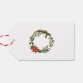 Étiquettes-cadeau Vacances de Noël Berries rouges Verdure (Dos Horizontal)