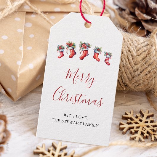 Étiquettes-cadeau Vacances de Noël en aquarelle